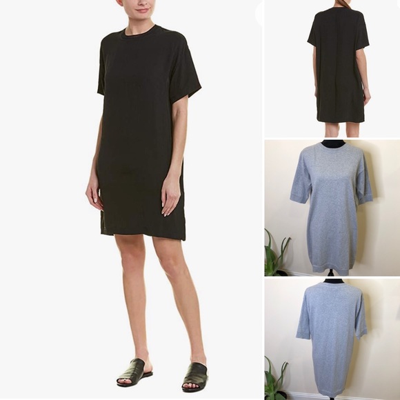 Vince Gray Ribbed Trim Oversized T-Shirt Tunic Dress XSMALL - Picture 7 of 7